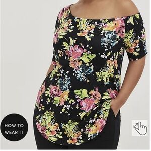 🆕️🌺 1X FLORAL OFF SHOULDER FAVORITE TUNIC - SUPER SOFT🌺
